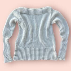 Vtg Gap Sweater Women’s Medium Cream Boat Neck Chunky Ribbed Knit Cottagecore